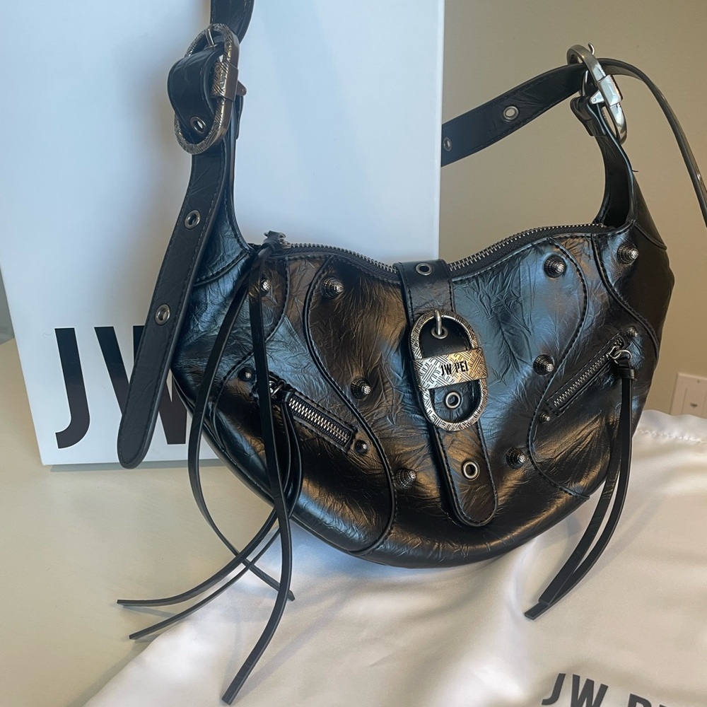 JW PEI Black Studded Shoulder Bag